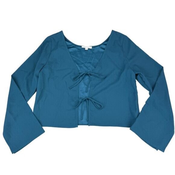VETTA Convertible Azure Tie Crop Top Size XS Teal Blue - Picture 2 of 7